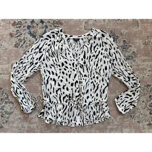 Rails Marti Ivory Cheetah Blouse Size XS